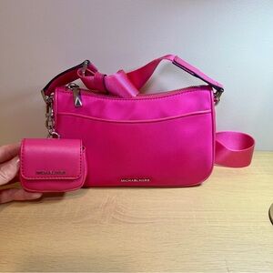 Michael Kors Bright Pink Crossbody with Detachable Pouch